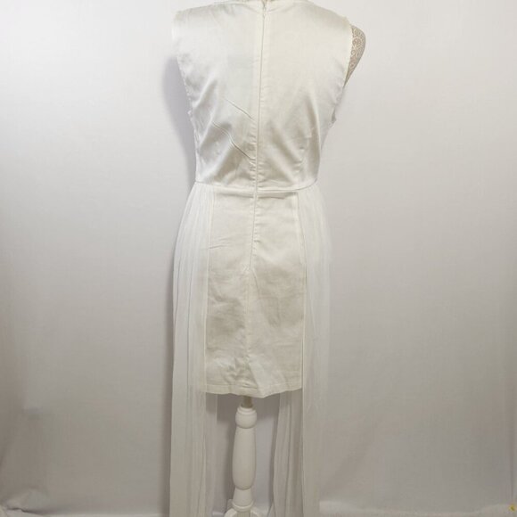 AX Paris Women's White Size10 Sleeveless Chiffon Panel Zip Back Mini Dress Party - Picture 9 of 14